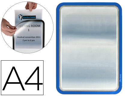 2 marcos porta anuncios Tarifold A4 azul dorso adhesivo removible
